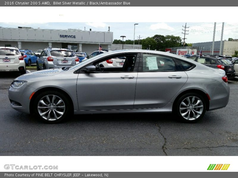 Billet Silver Metallic / Black/Ambassador Blue 2016 Chrysler 200 S AWD