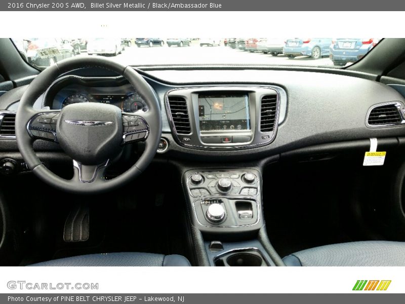 Billet Silver Metallic / Black/Ambassador Blue 2016 Chrysler 200 S AWD