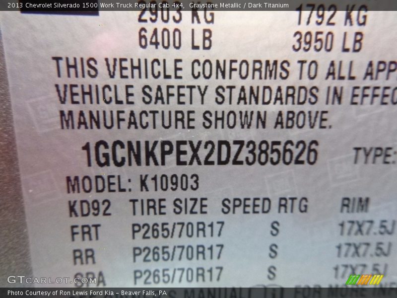 Graystone Metallic / Dark Titanium 2013 Chevrolet Silverado 1500 Work Truck Regular Cab 4x4