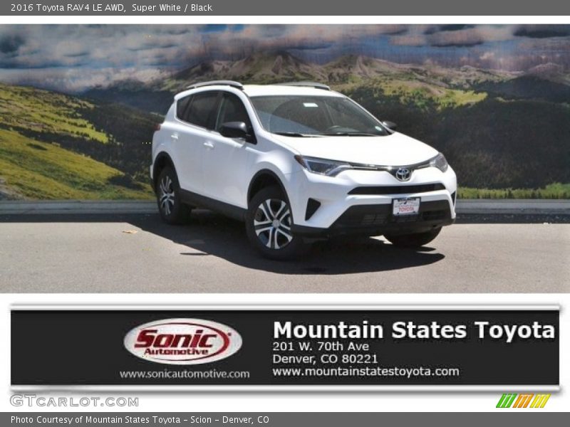 Super White / Black 2016 Toyota RAV4 LE AWD