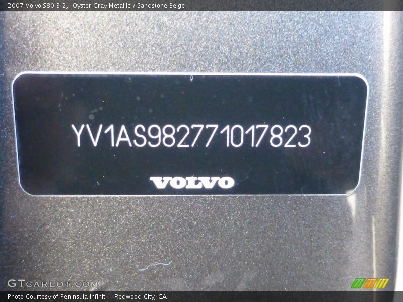 Oyster Gray Metallic / Sandstone Beige 2007 Volvo S80 3.2