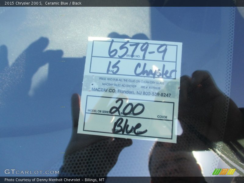 Ceramic Blue / Black 2015 Chrysler 200 S