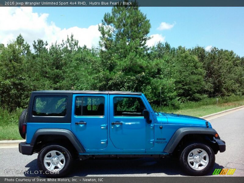 Hydro Blue Pearl / Black 2016 Jeep Wrangler Unlimited Sport 4x4 RHD