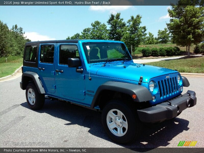 Hydro Blue Pearl / Black 2016 Jeep Wrangler Unlimited Sport 4x4 RHD