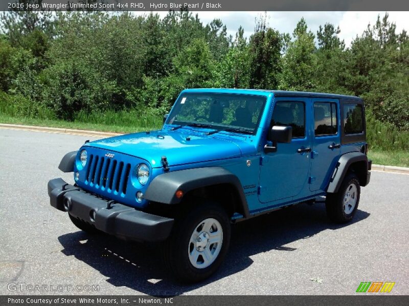 Hydro Blue Pearl / Black 2016 Jeep Wrangler Unlimited Sport 4x4 RHD