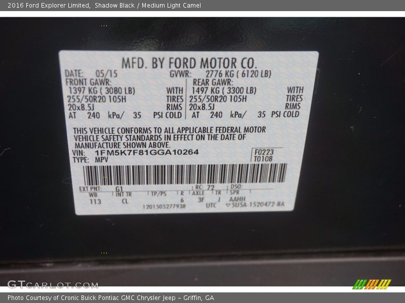 Shadow Black / Medium Light Camel 2016 Ford Explorer Limited