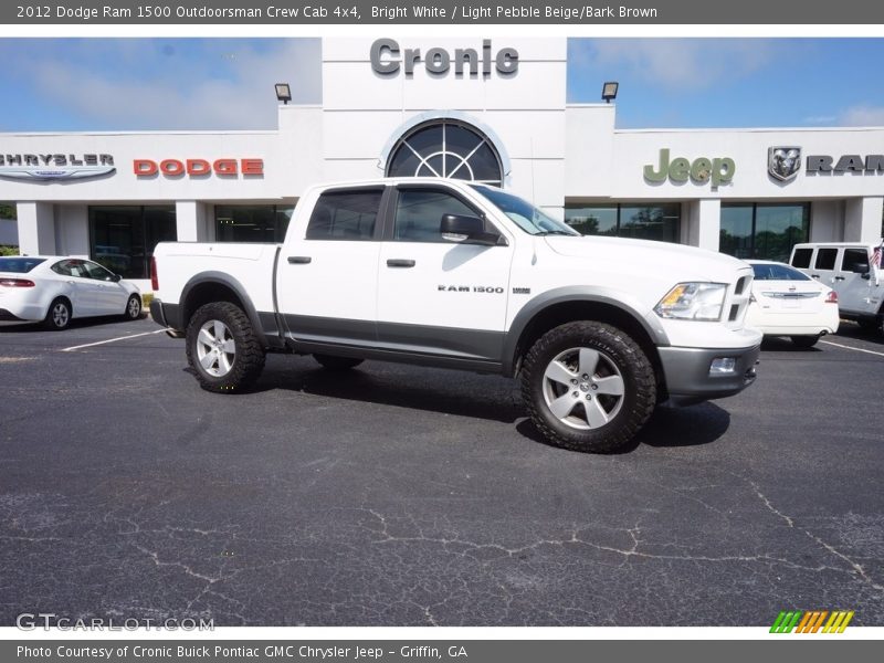Bright White / Light Pebble Beige/Bark Brown 2012 Dodge Ram 1500 Outdoorsman Crew Cab 4x4