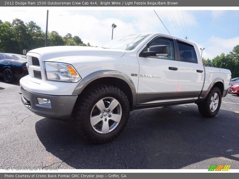 Bright White / Light Pebble Beige/Bark Brown 2012 Dodge Ram 1500 Outdoorsman Crew Cab 4x4