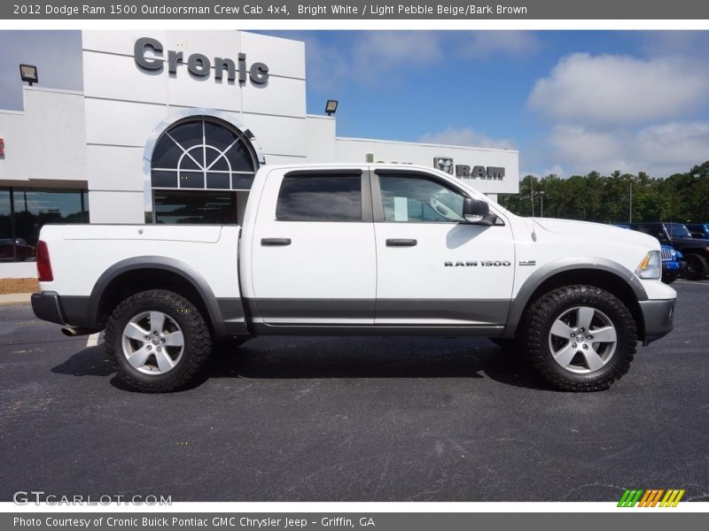 Bright White / Light Pebble Beige/Bark Brown 2012 Dodge Ram 1500 Outdoorsman Crew Cab 4x4