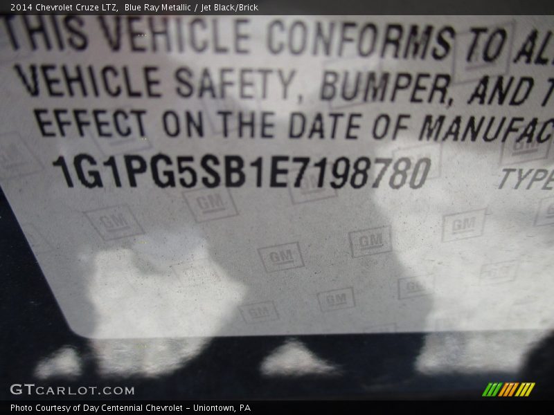 Blue Ray Metallic / Jet Black/Brick 2014 Chevrolet Cruze LTZ