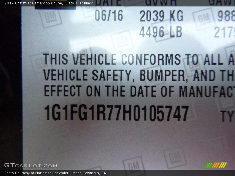 Black / Jet Black 2017 Chevrolet Camaro SS Coupe