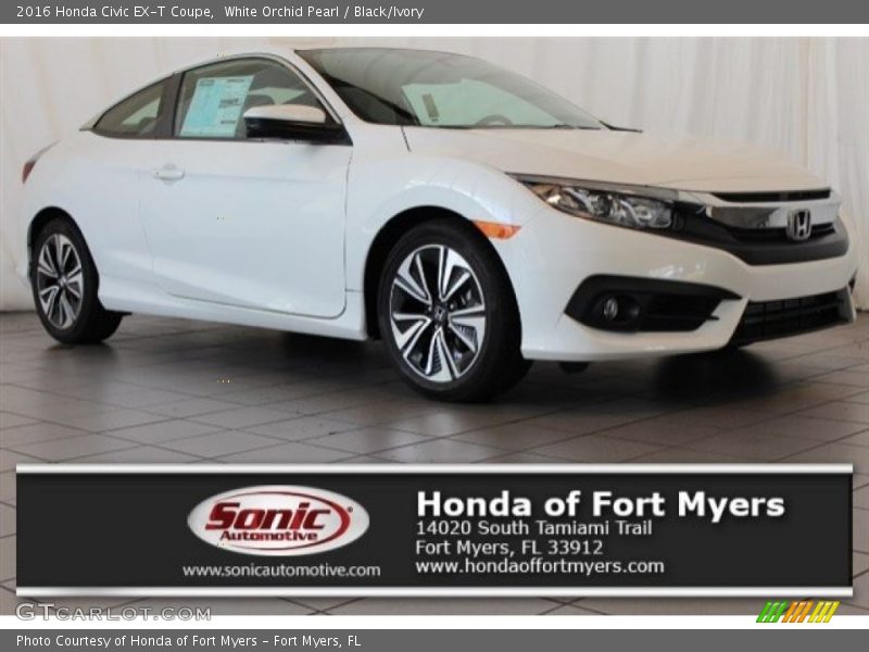 White Orchid Pearl / Black/Ivory 2016 Honda Civic EX-T Coupe