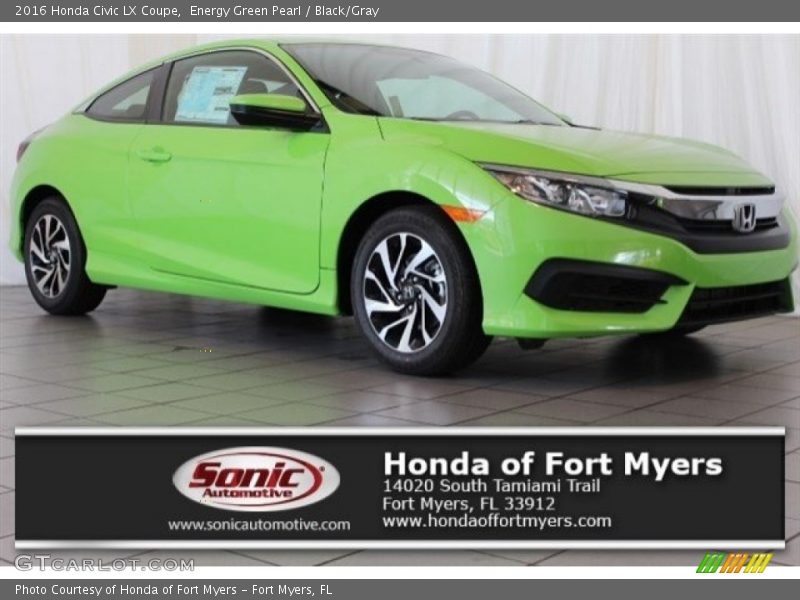 Energy Green Pearl / Black/Gray 2016 Honda Civic LX Coupe