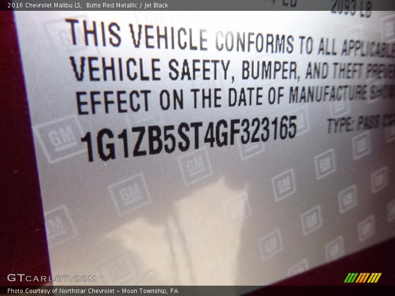 Butte Red Metallic / Jet Black 2016 Chevrolet Malibu LS