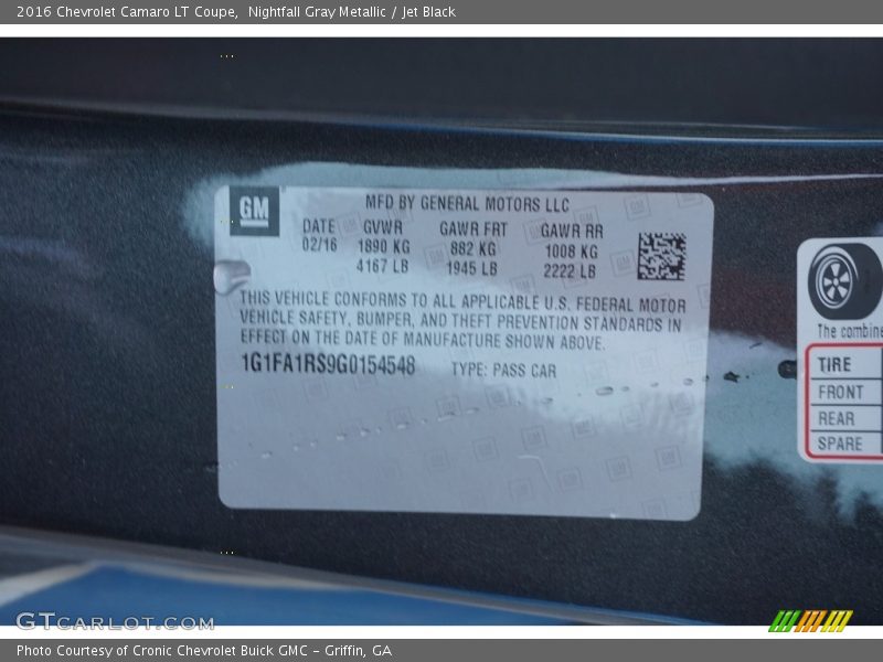 Nightfall Gray Metallic / Jet Black 2016 Chevrolet Camaro LT Coupe