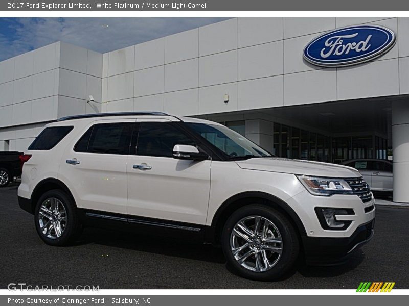 White Platinum / Medium Light Camel 2017 Ford Explorer Limited