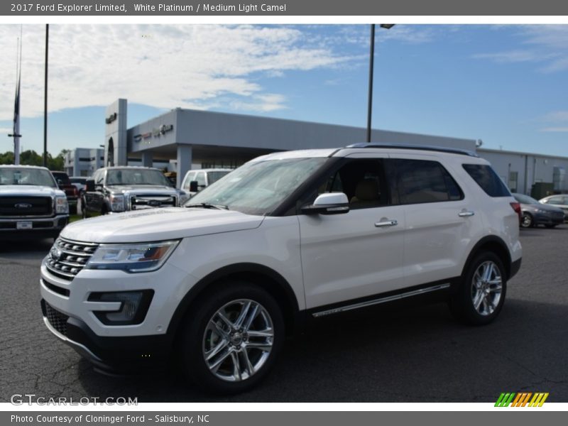 White Platinum / Medium Light Camel 2017 Ford Explorer Limited