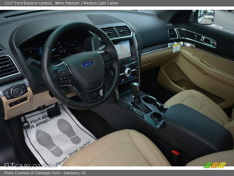 White Platinum / Medium Light Camel 2017 Ford Explorer Limited