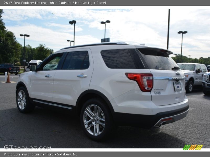 White Platinum / Medium Light Camel 2017 Ford Explorer Limited