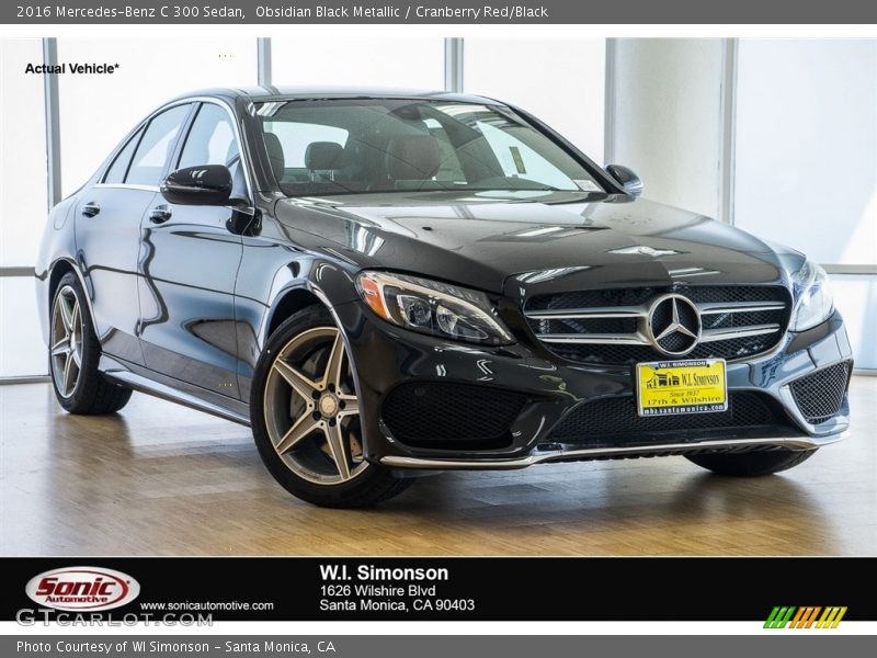Obsidian Black Metallic / Cranberry Red/Black 2016 Mercedes-Benz C 300 Sedan