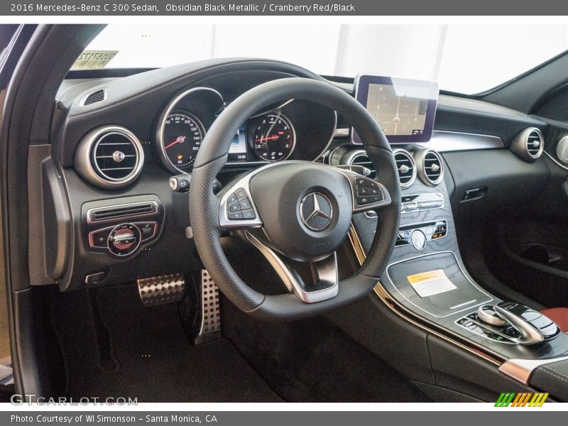 Obsidian Black Metallic / Cranberry Red/Black 2016 Mercedes-Benz C 300 Sedan