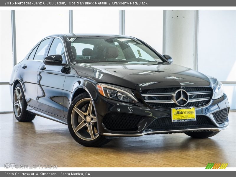 Obsidian Black Metallic / Cranberry Red/Black 2016 Mercedes-Benz C 300 Sedan