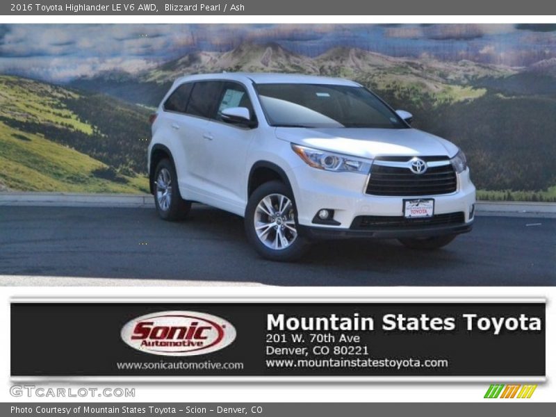 Blizzard Pearl / Ash 2016 Toyota Highlander LE V6 AWD
