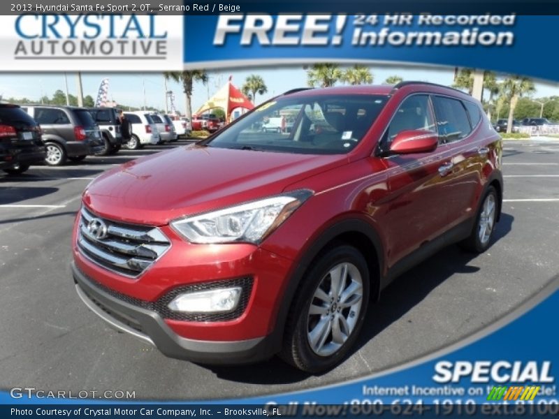 Serrano Red / Beige 2013 Hyundai Santa Fe Sport 2.0T