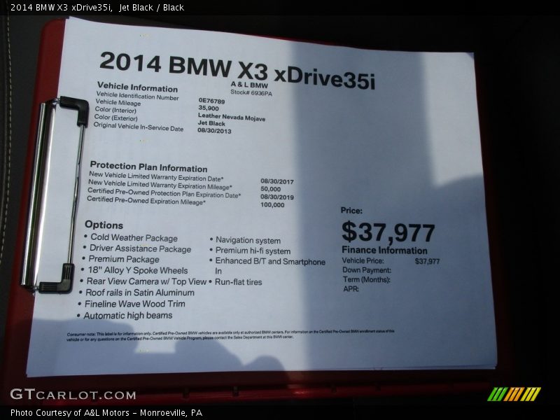 Jet Black / Black 2014 BMW X3 xDrive35i