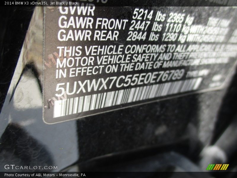 Jet Black / Black 2014 BMW X3 xDrive35i