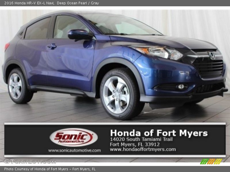 Deep Ocean Pearl / Gray 2016 Honda HR-V EX-L Navi