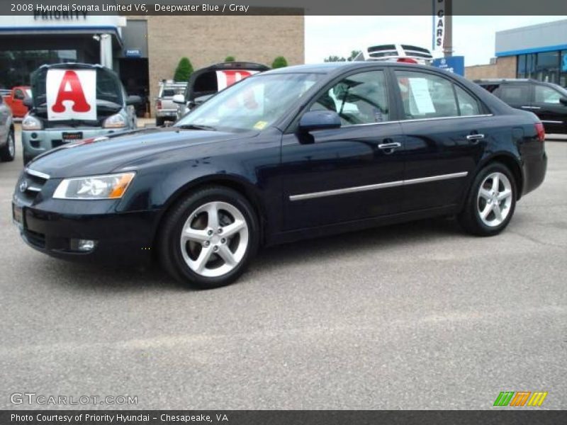 Deepwater Blue / Gray 2008 Hyundai Sonata Limited V6