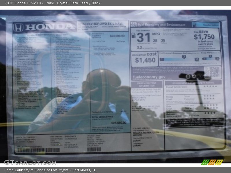 Crystal Black Pearl / Black 2016 Honda HR-V EX-L Navi