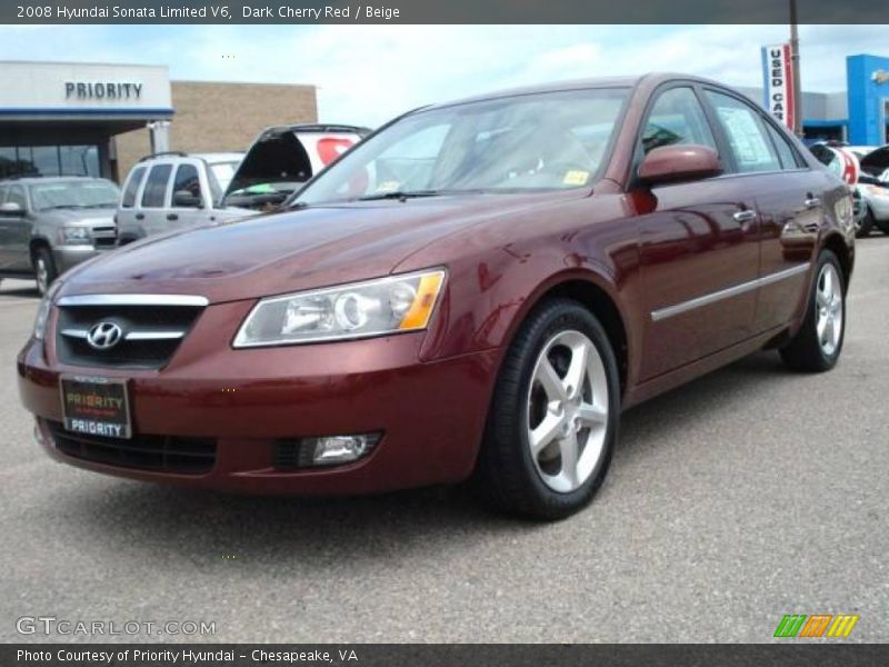 Dark Cherry Red / Beige 2008 Hyundai Sonata Limited V6