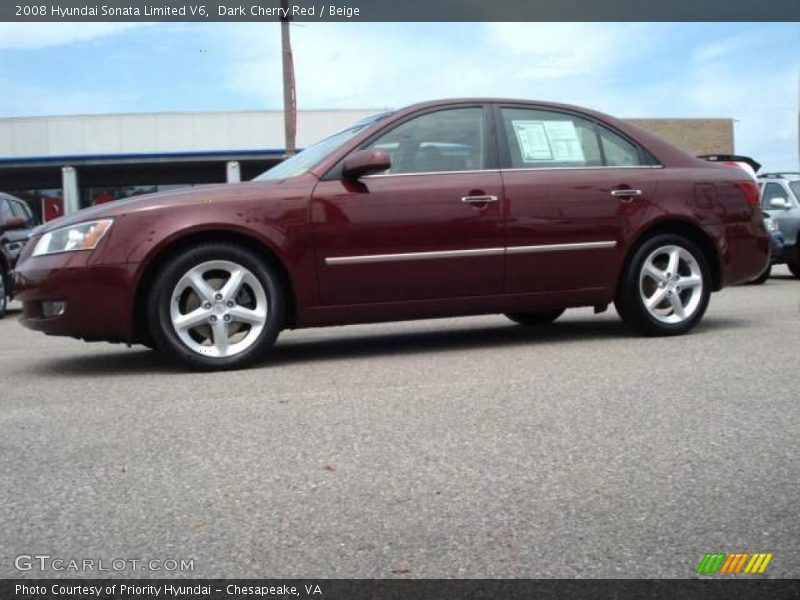 Dark Cherry Red / Beige 2008 Hyundai Sonata Limited V6