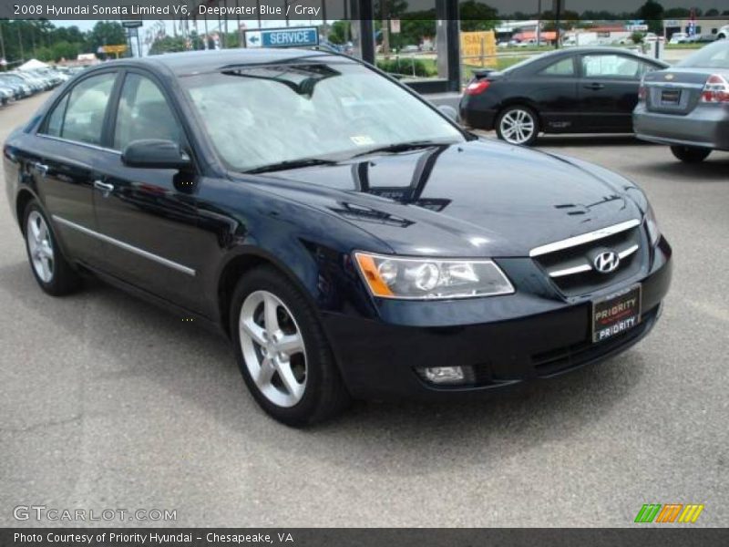 Deepwater Blue / Gray 2008 Hyundai Sonata Limited V6