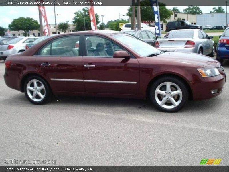Dark Cherry Red / Beige 2008 Hyundai Sonata Limited V6