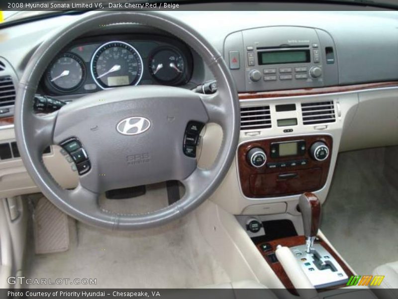 Dark Cherry Red / Beige 2008 Hyundai Sonata Limited V6