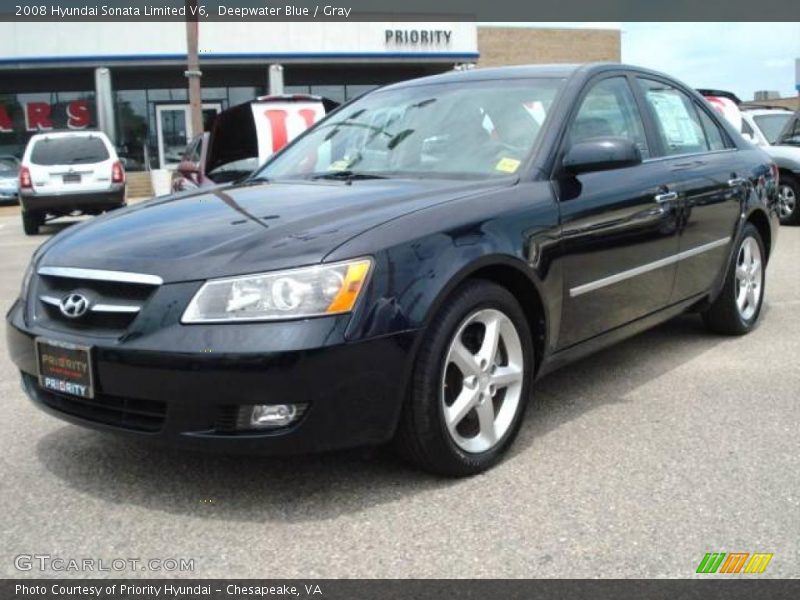 Deepwater Blue / Gray 2008 Hyundai Sonata Limited V6