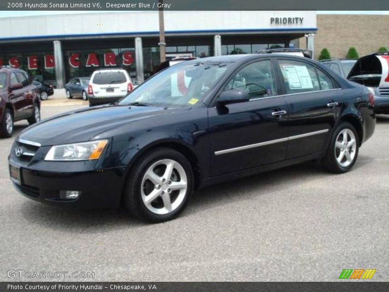 Deepwater Blue / Gray 2008 Hyundai Sonata Limited V6