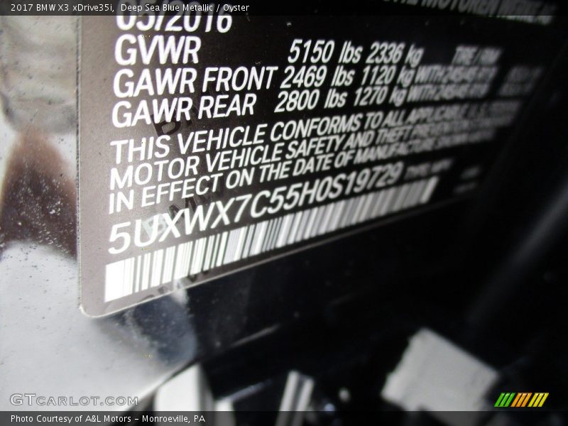 Deep Sea Blue Metallic / Oyster 2017 BMW X3 xDrive35i