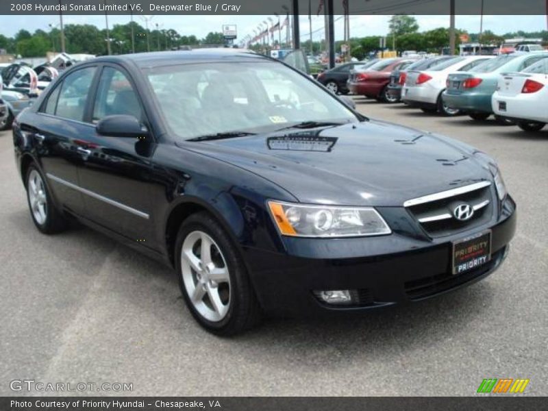 Deepwater Blue / Gray 2008 Hyundai Sonata Limited V6