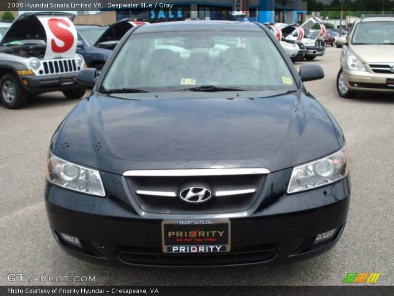 Deepwater Blue / Gray 2008 Hyundai Sonata Limited V6