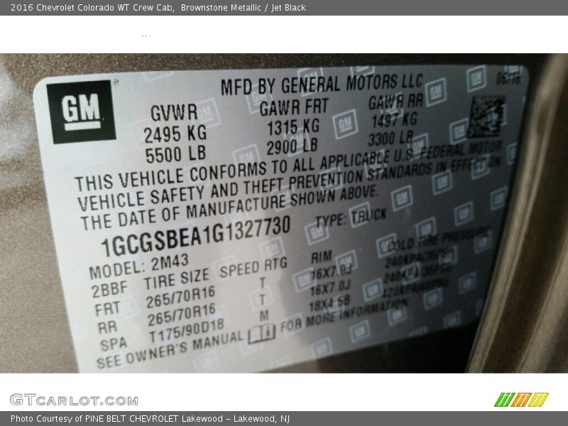 Brownstone Metallic / Jet Black 2016 Chevrolet Colorado WT Crew Cab