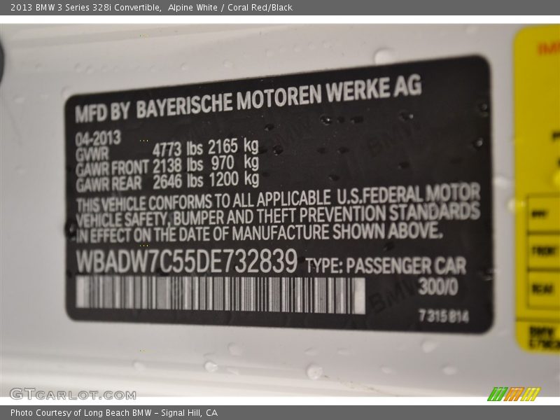 Alpine White / Coral Red/Black 2013 BMW 3 Series 328i Convertible