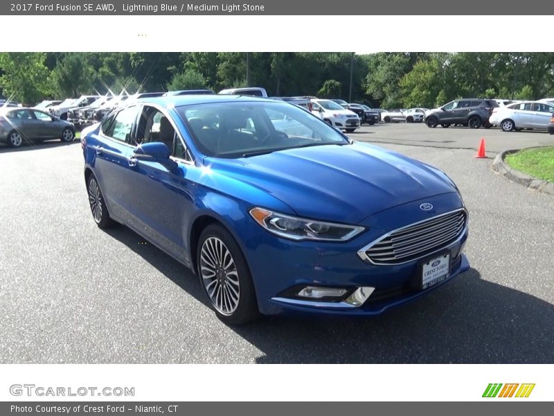 Lightning Blue / Medium Light Stone 2017 Ford Fusion SE AWD