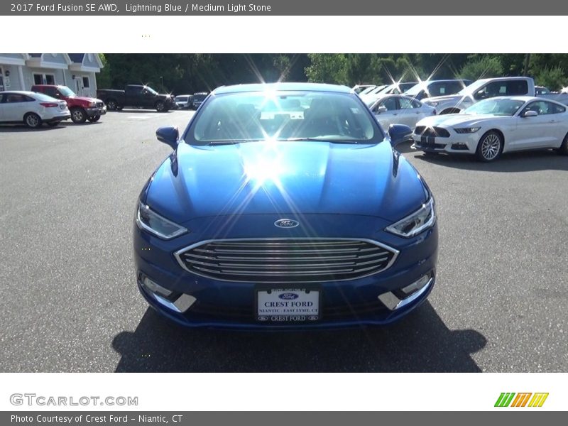 Lightning Blue / Medium Light Stone 2017 Ford Fusion SE AWD