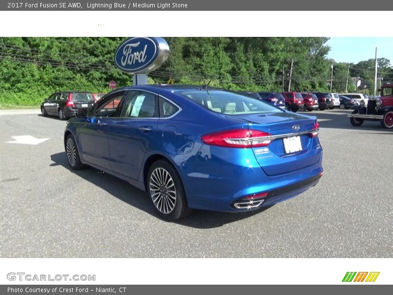 Lightning Blue / Medium Light Stone 2017 Ford Fusion SE AWD