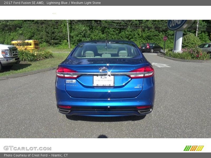 Lightning Blue / Medium Light Stone 2017 Ford Fusion SE AWD
