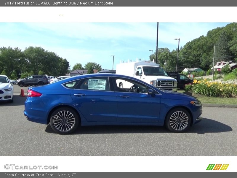 Lightning Blue / Medium Light Stone 2017 Ford Fusion SE AWD